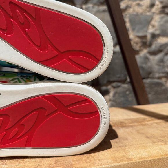 Christian Louboutin White Floral Satin Louis Junior Low-top Sneakers - Picture 9 of 14